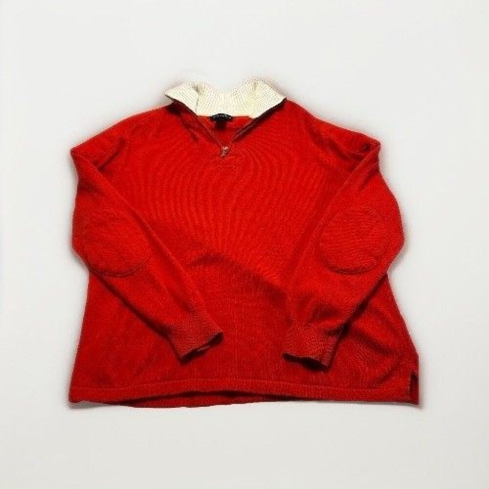 Daniel Cremieux Sweater Mens Large Orange Quarter Zip Pullover